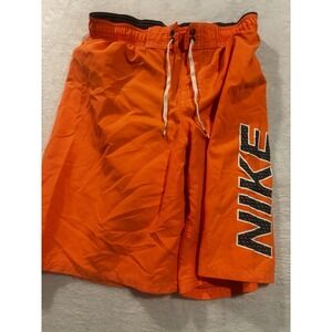 Nike Board Shorts XL Swim Trunks Lined Logo Orange Outdoor Hiking Athletic